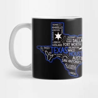 Houston Texas cute map Houston San Antonio Dallas Austin Fort Worth El Paso Mug